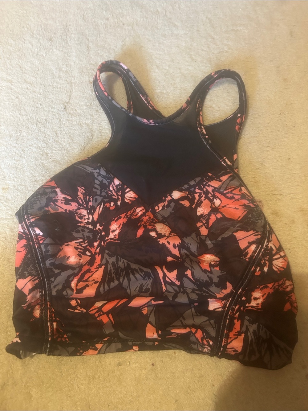lululemon athletica Black and Coral High-Neck Racerback Bralette